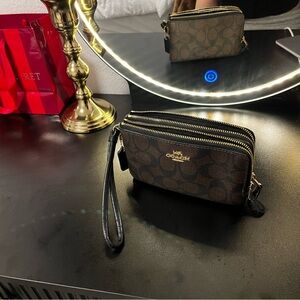 Coach Brown Signature Wristlet
